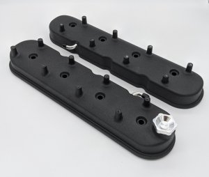 Chevrolet Corvette Valve Covers - Granatelli Motor Sports - Tall w/Angled Coil Mounts - Black Wrinkle - `96-`22